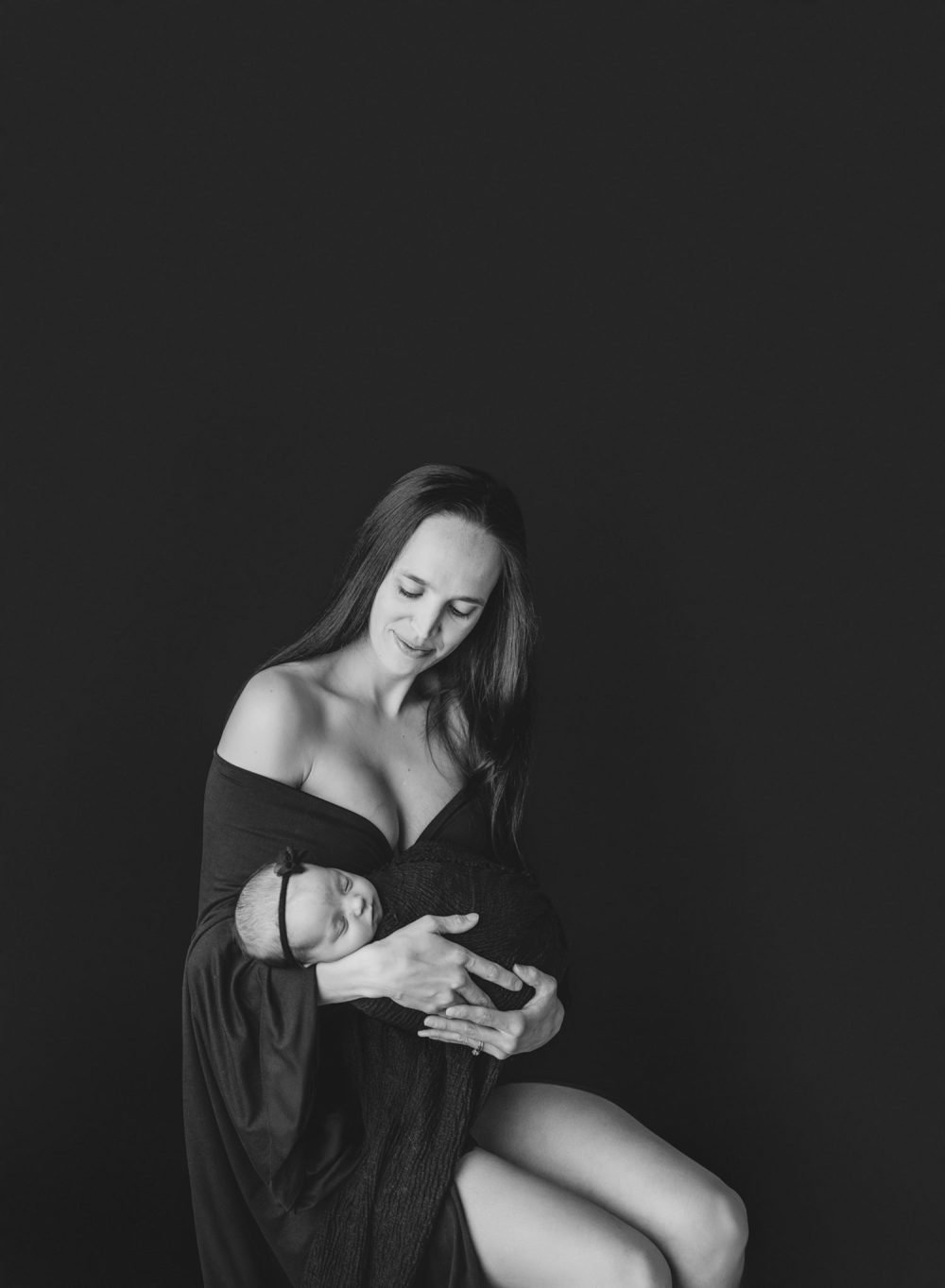 brand new baby girl and mom in a new york newborn photography