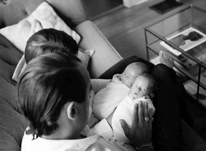 Lifestyle newborn photography in a New York City apartment with natural light
